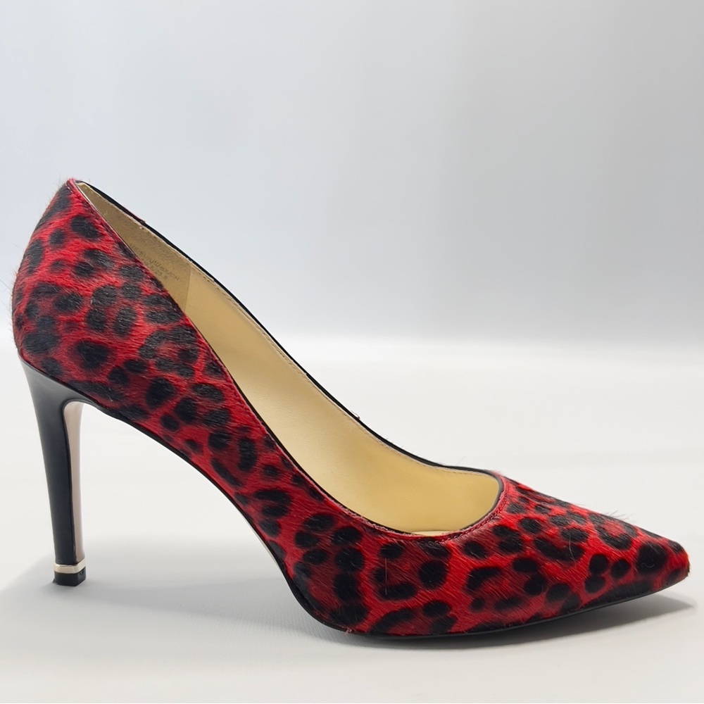 Katherine Kelly Red Leopard Calf Hair Pointed Toe Stiletto Pumps Size 9